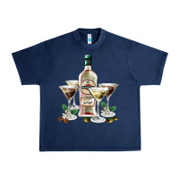 Navy martini glasses and martini bottle Urban Heavy Tee - AdoDesignShop