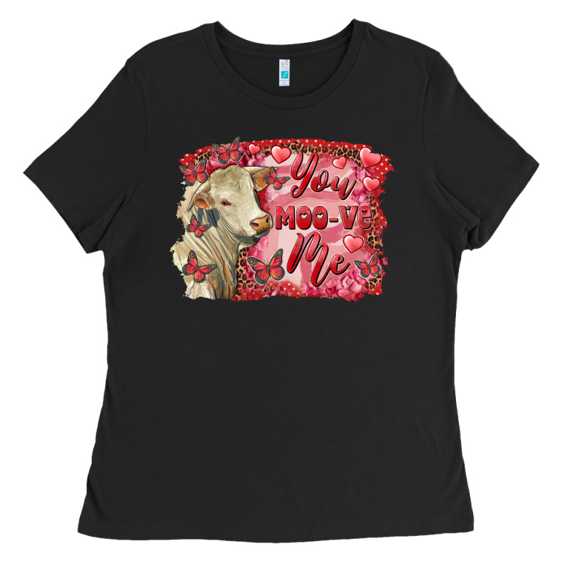 Valentine's Day You Moo Ve Me Charolais Cow Ladies Tee by RanaPortraitStore | Teevron