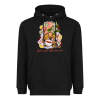 Black just a girl who loves tea gnome Heavyweight Hoodie - BarkalooDesign