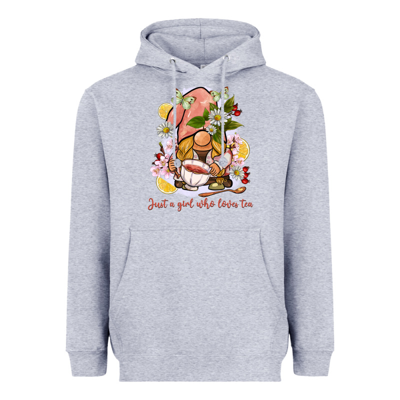 Just A Girl Who Loves Tea Gnome Heavyweight Hoodie by BarkalooDesign | Teevron