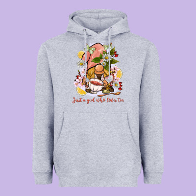 Just A Girl Who Loves Tea Gnome Heavyweight Hoodie Designed By Barkaloodesign
