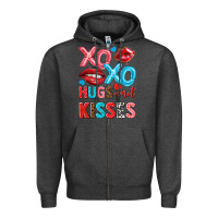 Charcoal Heather xo xo hugs and kisses Zipper Hoodie - NancyCooperArtShop