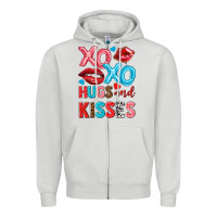 Dove Grey xo xo hugs and kisses Zipper Hoodie - NancyCooperArtShop