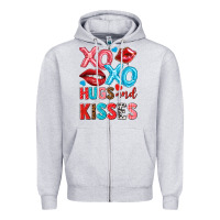 Heather Grey xo xo hugs and kisses Zipper Hoodie - NancyCooperArtShop