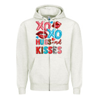 Oatmeal Heather xo xo hugs and kisses Zipper Hoodie - NancyCooperArtShop