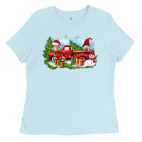 Baby Blue Christmas gnomes truck Ladies Tee - Zillion Design Studio