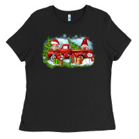 Black Christmas gnomes truck Ladies Tee - Zillion Design Studio