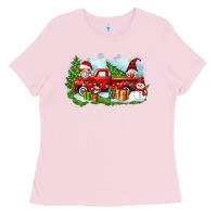 Bubblegum Pink Christmas gnomes truck Ladies Tee - Zillion Design Studio