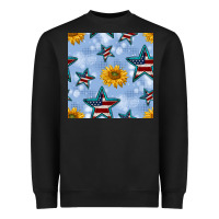 Black patriotic stars and sunflower Heavyweight Sweatshirt - BundleAndBundleShop
