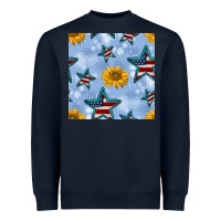 Navy patriotic stars and sunflower Heavyweight Sweatshirt - BundleAndBundleShop