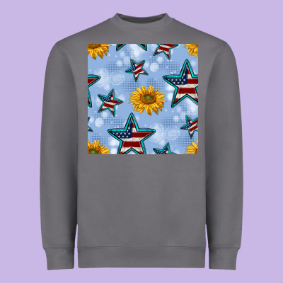 Patriotic Stars And Sunflower Heavyweight Sweatshirt Designed By Bundleandbundleshop