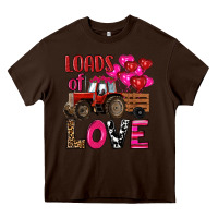 Chocolate Brown valentine's day loads of love tractor with pin heart balloons Heavy Core Tee - RanaPortraitStore