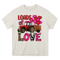 Cream valentine's day loads of love tractor with pin heart balloons Heavy Core Tee - RanaPortraitStore
