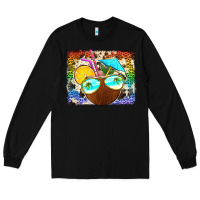 Black coconut drink with sunglasses Long Sleeve Tee - Jasminsmagicworld