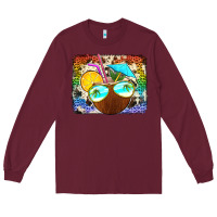 Burgundy coconut drink with sunglasses Long Sleeve Tee - Jasminsmagicworld