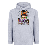 Heather Grey one spooky hair stylist Heavyweight Hoodie - BarkalooDesign