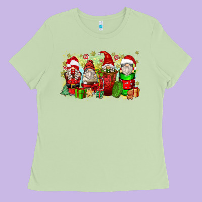 Christmas Gnome Coffee Cups Ladies Tee Designed By Zillion Design Studio