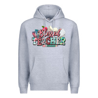 Heather Grey blessed teacher school Premium Hoodie - NancyCooperArtShop