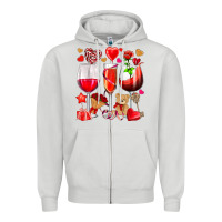 Dove Grey valentines day wine glasses Zipper Hoodie - NancyCooperArtShop