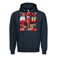 Valentines Day Wine Glasses Zipper Hoodie | Teevron