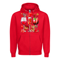 Red valentines day wine glasses Zipper Hoodie - NancyCooperArtShop