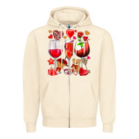 Sandshell valentines day wine glasses Zipper Hoodie - NancyCooperArtShop