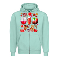 Seafoam valentines day wine glasses Zipper Hoodie - NancyCooperArtShop
