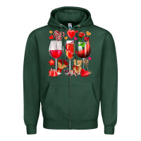 Sports Green valentines day wine glasses Zipper Hoodie - NancyCooperArtShop