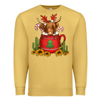 Antique Gold hot coco christmas highland cow Premium Sweatshirt - Jasminsmagicworld