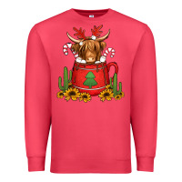 Cardinal hot coco christmas highland cow Premium Sweatshirt - Jasminsmagicworld