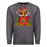 Charcoal Heather hot coco christmas highland cow Premium Sweatshirt - Jasminsmagicworld