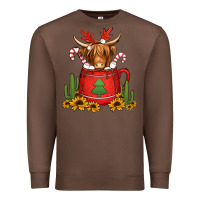 Chestnut hot coco christmas highland cow Premium Sweatshirt - Jasminsmagicworld