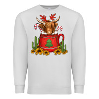 Dove Grey hot coco christmas highland cow Premium Sweatshirt - Jasminsmagicworld