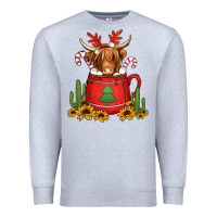 Heather Grey hot coco christmas highland cow Premium Sweatshirt - Jasminsmagicworld