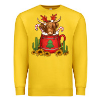 Lemon hot coco christmas highland cow Premium Sweatshirt - Jasminsmagicworld