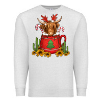 Oatmeal Heather hot coco christmas highland cow Premium Sweatshirt - Jasminsmagicworld