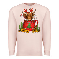 Pale Pink hot coco christmas highland cow Premium Sweatshirt - Jasminsmagicworld