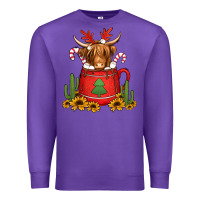 Purple hot coco christmas highland cow Premium Sweatshirt - Jasminsmagicworld