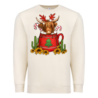 Sandshell hot coco christmas highland cow Premium Sweatshirt - Jasminsmagicworld