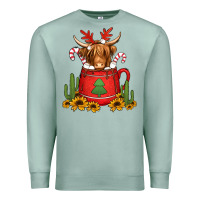Seafoam hot coco christmas highland cow Premium Sweatshirt - Jasminsmagicworld
