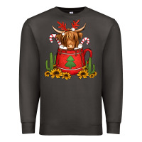 Smoke hot coco christmas highland cow Premium Sweatshirt - Jasminsmagicworld