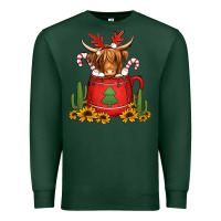 Sports Green hot coco christmas highland cow Premium Sweatshirt - Jasminsmagicworld