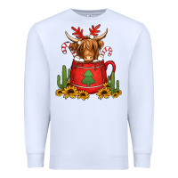 White hot coco christmas highland cow Premium Sweatshirt - Jasminsmagicworld