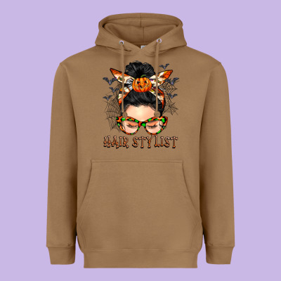 Hair Stylist Messy Bun Heavyweight Hoodie Designed By Barkaloodesign