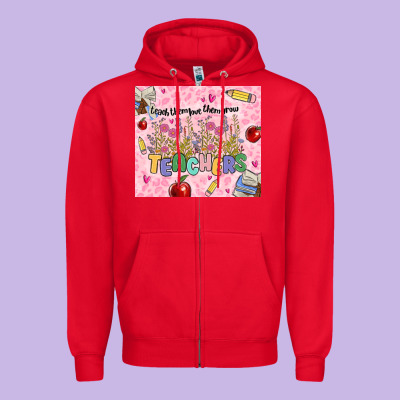 Teachers Teach Them Love Them Grow Zipper Hoodie Designed By Maliassmallbusiness
