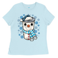 Snowman Coffee Cup Ladies Tee | Teevron