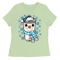 Matcha snowman coffee cup Ladies Tee - JahusDesignShop