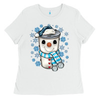 White snowman coffee cup Ladies Tee - JahusDesignShop