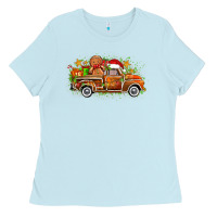 Baby Blue christmas gingerbread truck Ladies Tee - Zillion Design Studio