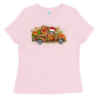 Bubblegum Pink christmas gingerbread truck Ladies Tee - Zillion Design Studio